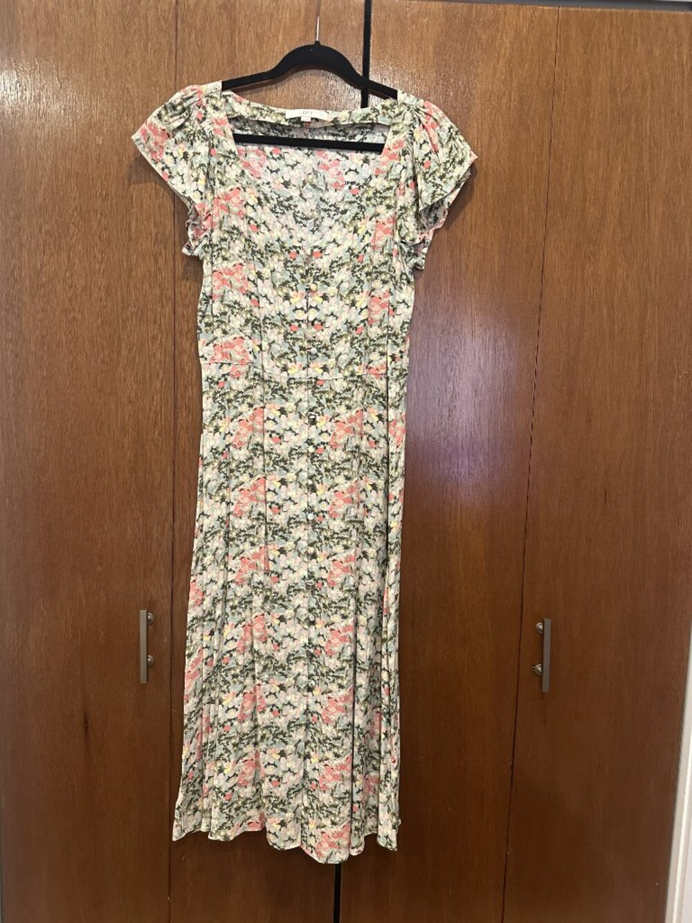 Floral Cap Sleeve Midi Dress – Sweetheart Neckline, A-Line – Romantic Spring/Sum - Picture 2 of 4